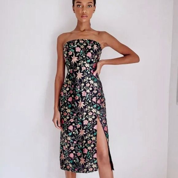 Lulus | Dresses | Nwt Lulus Makea Move Black Satin Floral Jacquard